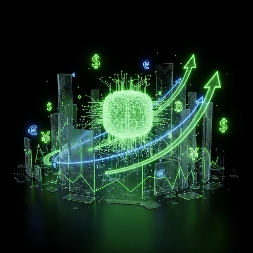 A futuristic, high-fidelity conceptual image for an AI protocol, representing the intersection of artificial intelligence and yield growth.